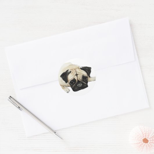 "Pug" Dog Art Sticker (Envelop)