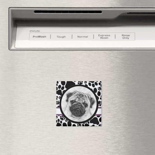 Pug Dog Art van Glenda Harlan Magneet (Insitu (Vaatwasser))
