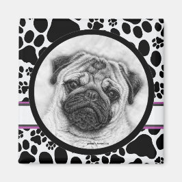Pug Dog Art van Glenda Harlan Magneet