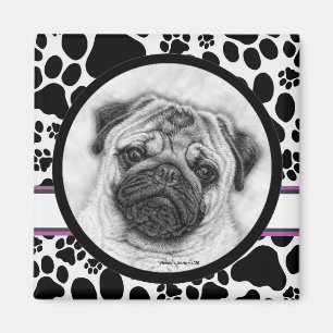 Pug Dog Art van Glenda Harlan Magneet