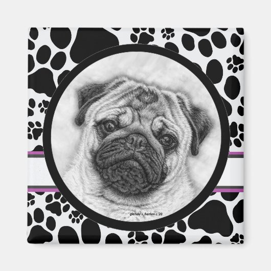 Pug Dog Art van Glenda Harlan Magneet (Voorkant)