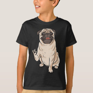 Pug Dog ASL Handgebaar Doof Gehoorverlies Awarene T-shirt