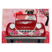 Pug Dog Auto met hart Valentijns Groot Cadeauzakje (Voorkant)