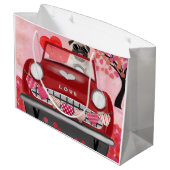 Pug Dog Auto met hart Valentijns Groot Cadeauzakje (Achterkant Gekanteld)