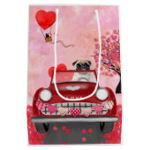 Pug Dog Auto met hart Valentijns Medium Cadeauzakje (Achterkant)
