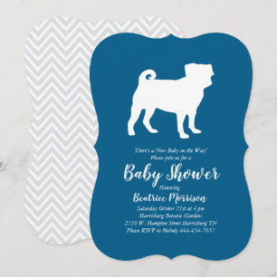 Pug Dog Baby shower Blauw voor Jongen Kaart