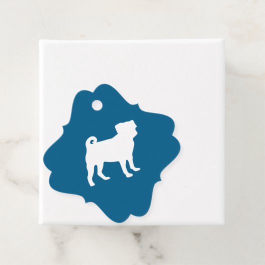 Pug Dog Baby shower Blue Puppy Boy Bedankjes Labels (In situ)