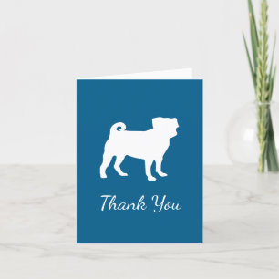 Pug Dog Baby shower Blue Puppy Boy Bedankkaart