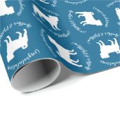 Pug Dog Baby shower Blue Puppy Boy Cadeaupapier (Rol Hoek)
