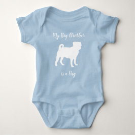 Pug Dog Baby shower Blue Puppy Boy Romper