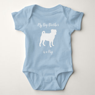 Pug Dog Baby shower Blue Puppy Boy Romper