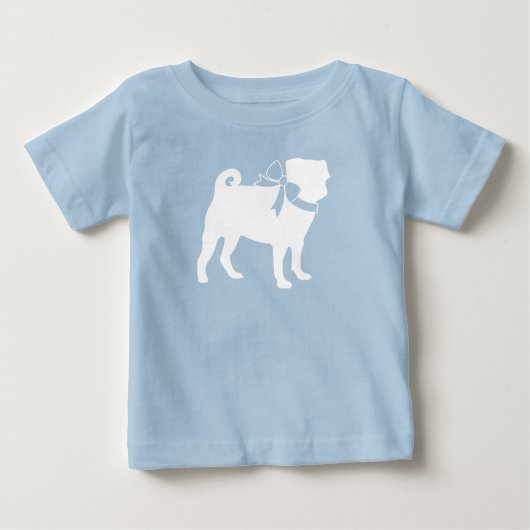 Pug Dog Baby shower Boy Blue met Bow (Voorkant)