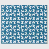 Pug Dog Baby shower Boy Blue met Bow Cadeaupapier (Vlak)