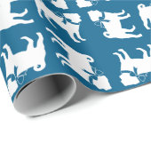 Pug Dog Baby shower Boy Blue met Bow Cadeaupapier (Rol Hoek)