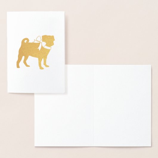 Pug Dog Baby shower Boy Blue met Bow Folie Kaarten (Display)