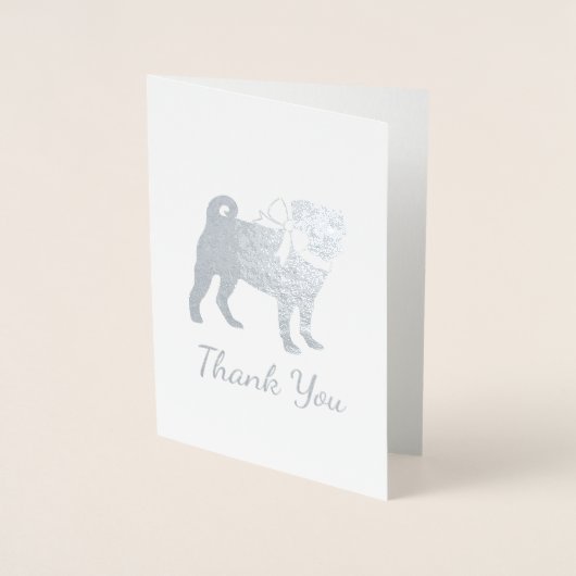 Pug Dog Baby shower Boy Blue met Bow Folie Kaarten (Voorkant)