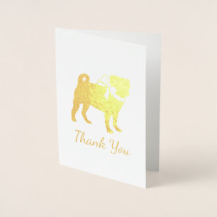 Pug Dog Baby shower Boy Blue met Bow Folie Kaarten