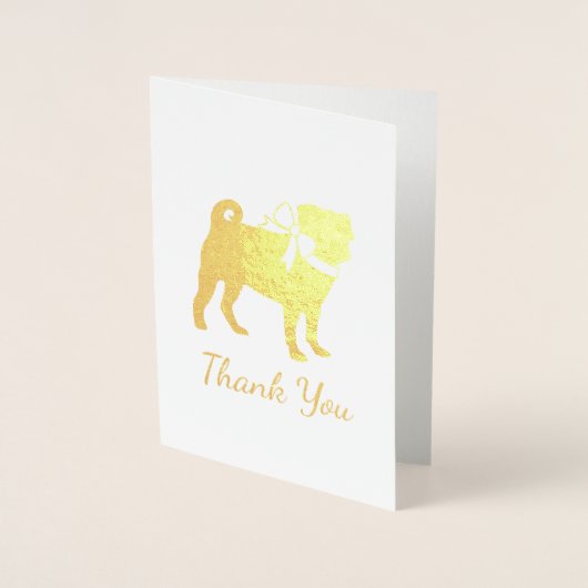 Pug Dog Baby shower Boy Blue met Bow Folie Kaarten (Voorkant)