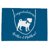 Pug Dog Baby shower Boy Blue met Bow Groot Cadeauzakje (Achterkant)