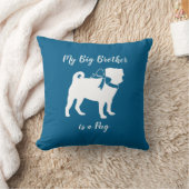 Pug Dog Baby shower Boy Blue met Bow Kussen (Deken)