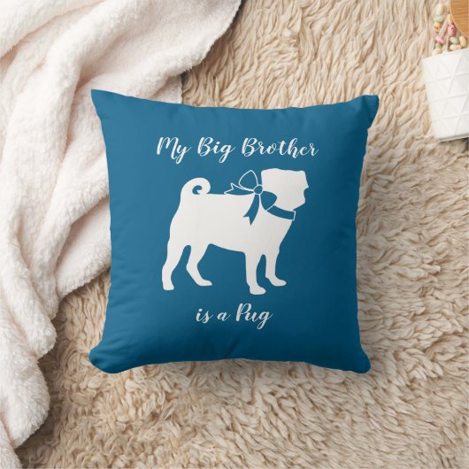 Pug Dog Baby shower Boy Blue met Bow Kussen (Deken)