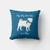 Pug Dog Baby shower Boy Blue met Bow Kussen (Voorkant)