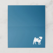 Pug Dog Baby shower Boy Blue met Bow Plaatskaartje (Buitenkant ongevouwen)
