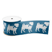 Pug Dog Baby shower Boy Blue met Bow Satijnen Lint (Spoel)