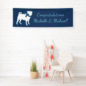 Pug Dog Baby shower Boy Blue met Bow Spandoek (Insitu)