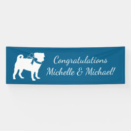 Pug Dog Baby shower Boy Blue met Bow Spandoek
