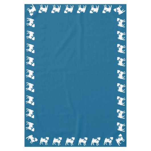 Pug Dog Baby shower Boy Blue met Bow Tafelkleed (Voorkant)