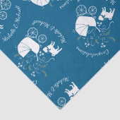 Pug Dog Baby shower Boy Blue met Bow Tissuepapier (Detail)