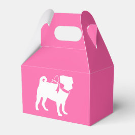 Pug Dog Baby shower Girl Pink met Bow Bedankdoosjes