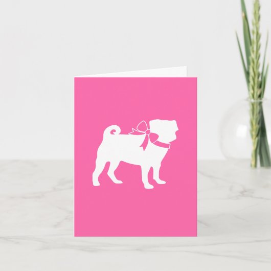 Pug Dog Baby shower Girl Pink met Bow Bedankkaart (Voorkant)
