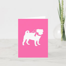 Pug Dog Baby shower Girl Pink met Bow Bedankkaart