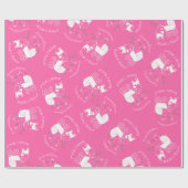 Pug Dog Baby shower Girl Pink met Bow Cadeaupapier (Vlak)