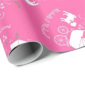 Pug Dog Baby shower Girl Pink met Bow Cadeaupapier (Rol Hoek)