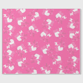 Pug Dog Baby shower Girl Pink met Bow Cadeaupapier (Vlak)