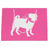 Pug Dog Baby shower Girl Pink met Bow Groot Cadeauzakje (Voorkant)