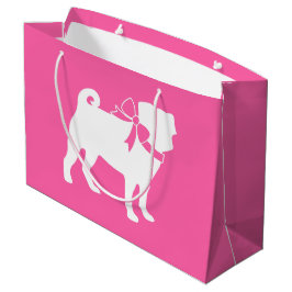 Pug Dog Baby shower Girl Pink met Bow Groot Cadeauzakje
