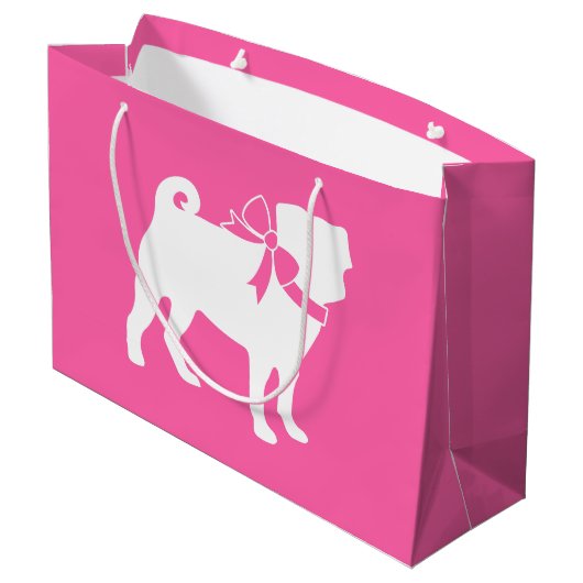 Pug Dog Baby shower Girl Pink met Bow Groot Cadeauzakje (Achterkant Gekanteld)
