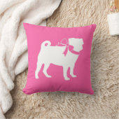 Pug Dog Baby shower Girl Pink met Bow Kussen (Deken)