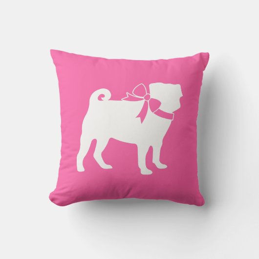 Pug Dog Baby shower Girl Pink met Bow Kussen (Voorkant)