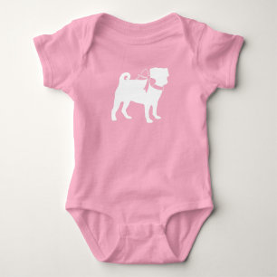 Pug Dog Baby shower Girl Pink met Bow Romper