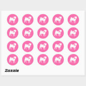 Pug Dog Baby shower Girl Pink met Bow Ronde Sticker (Vel)