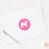 Pug Dog Baby shower Girl Pink met Bow Ronde Sticker (Envelop)
