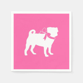 Pug Dog Baby shower Girl Pink met Bow Servet