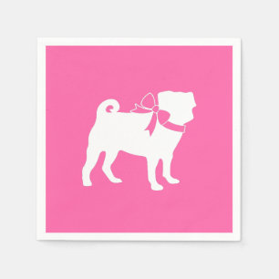 Pug Dog Baby shower Girl Pink met Bow Servet