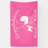 Pug Dog Baby shower Girl Pink met Bow Spandoek (Verticaal)