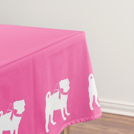 Pug Dog Baby shower Girl Pink met Bow Tafelkleed (Voorbeeld)